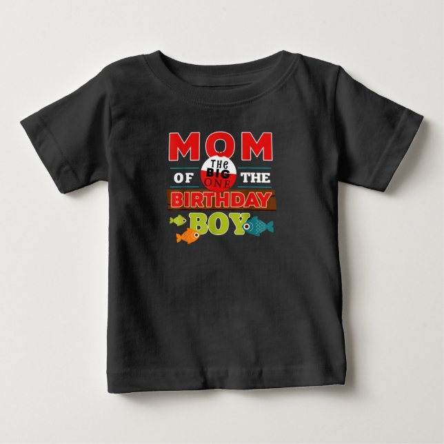 Big One Fishing Theme Mum of the Birthday Baby T-Shirt (Front)