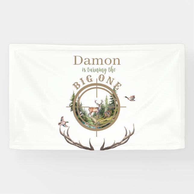 Big One Hunting First Birthday Banner (Horizontal)