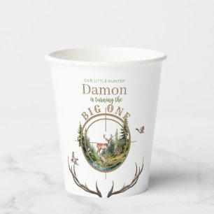 Big One Hunting First Birthday Paper Cups