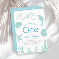 Big One Turquoise Blue Wave Boy 1st Birthday