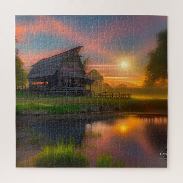 Big Open Barn on farm at Sunrise  Jigsaw Puzzle (Vertical)