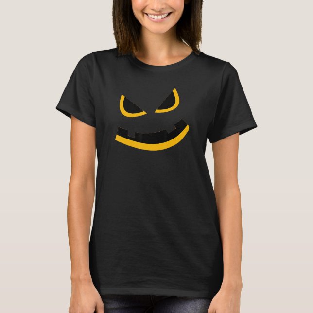 Big Orange Fierce Jack O Lantern  Halloween Design T-Shirt (Front)