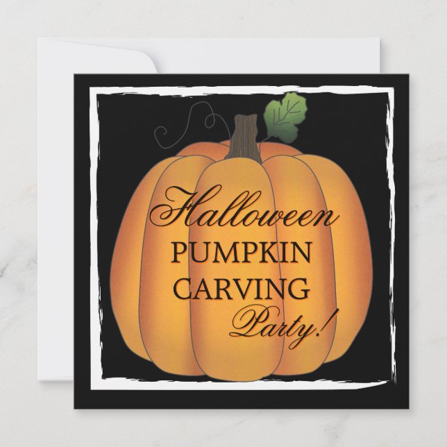 Big Orange Halloween Pumpkin Carving Party Invitation (Front)