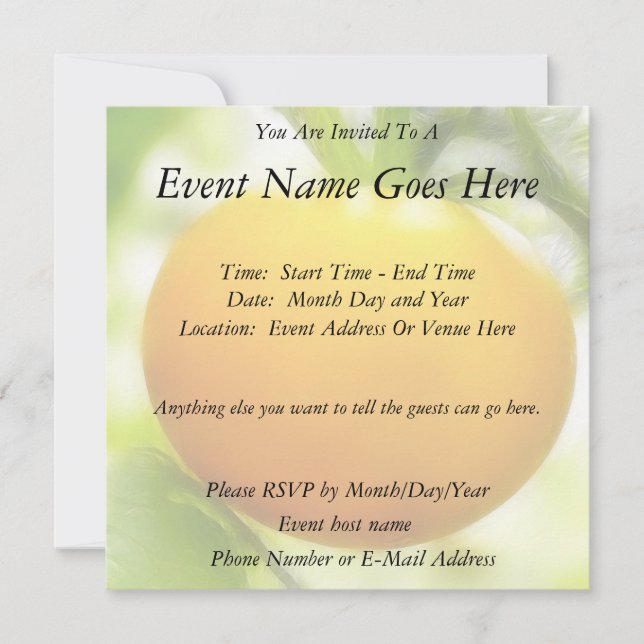 Big Orange Heirloom Tomato Invitation (Front)