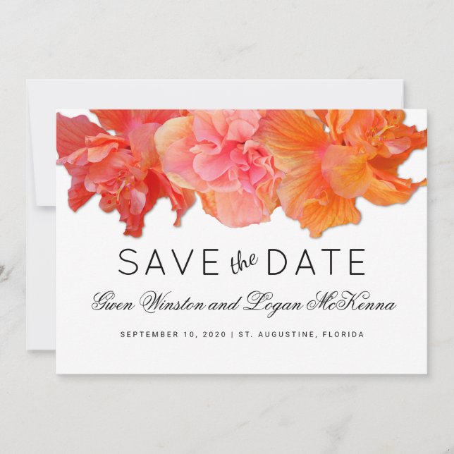 Big Orange Hibiscus Save the Date Announcement (Front)