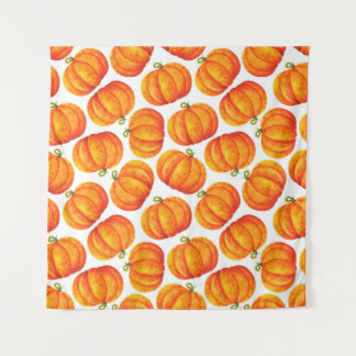 Big orange pumpkin. Simple print with watercolor i Tapestry