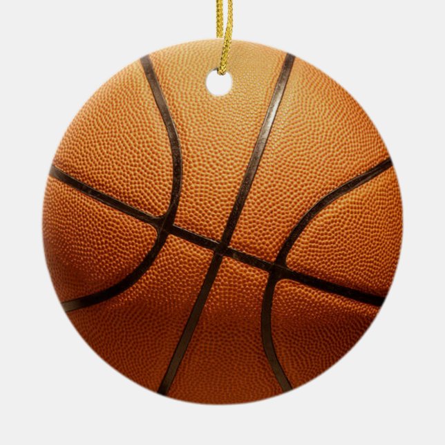 Big Orange Traditional Basketball, Ceramic Tree Decoration (Front)