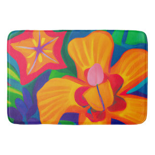 Big orange tropical flower Bath Mat