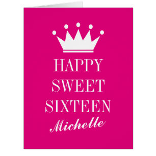 Big oversized Sweet 16 Birthday card with crown