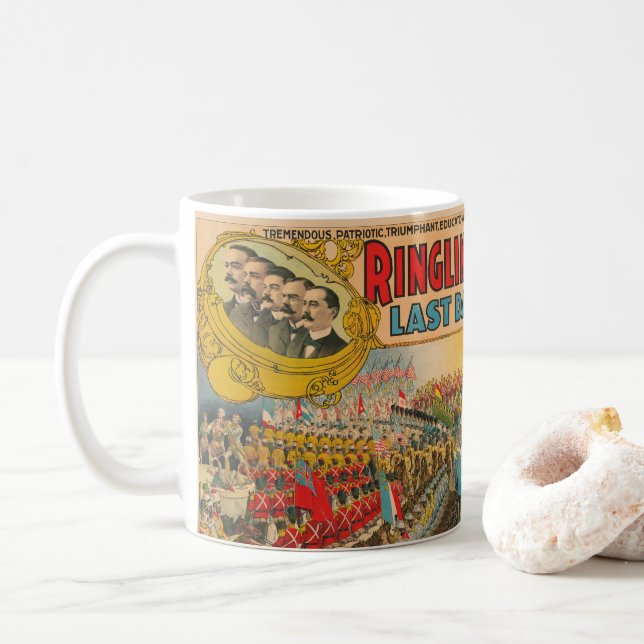 Big Parade With Men In Uniforms On Horseback Coffee Mug (With Donut)