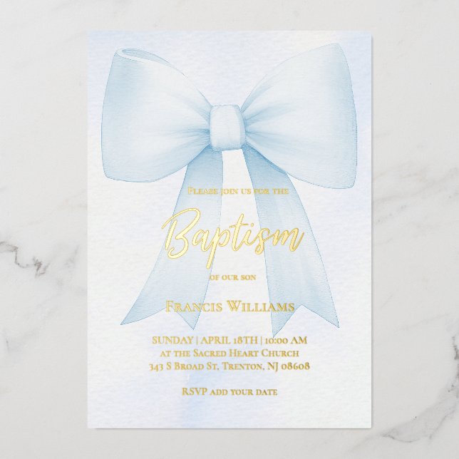 big pastel blue bow | Baptism (Front)