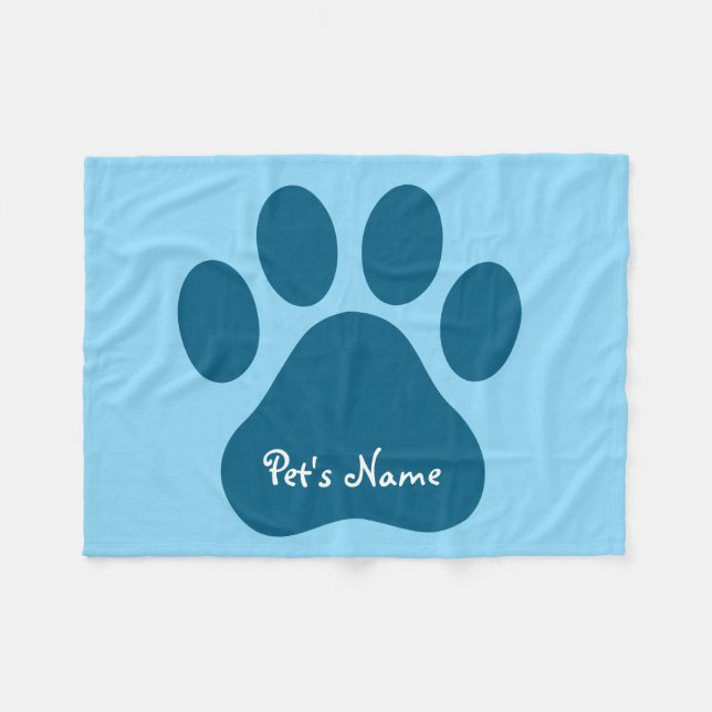 Big Paw Print Personalised Dog Blankets (Front (Horizontal))