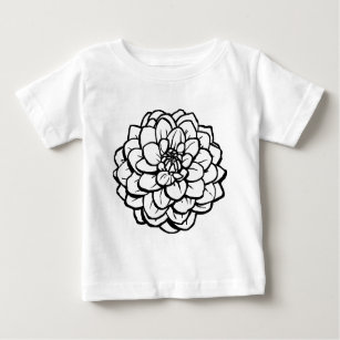 Big Pen and Ink Dahlia - Black on White Baby T-Shirt