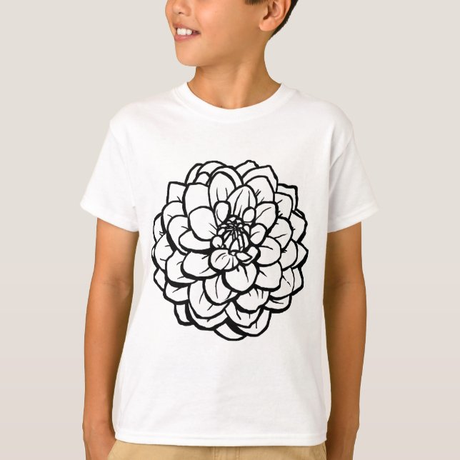 Big Pen and Ink Dahlia - Black on White T-Shirt (Front)