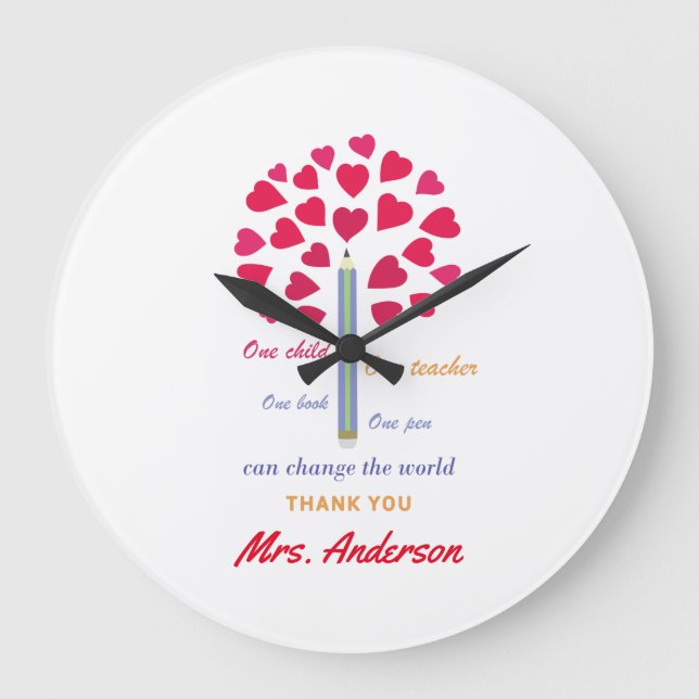 Big Pencil tree / Teacher Appreciation Large Clock (Front)