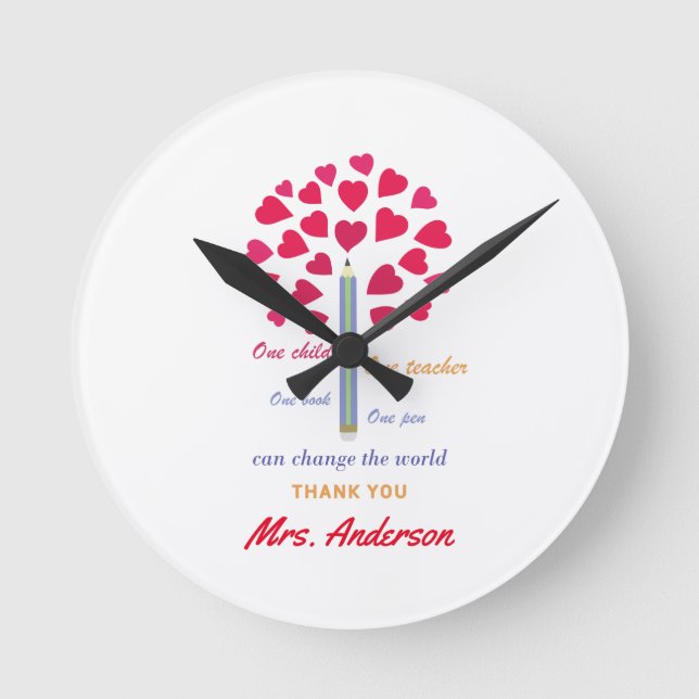 Big Pencil tree / Teacher Appreciation Round Clock (Front)