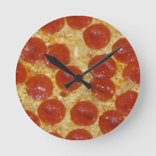 big pepperoni pizza round clock