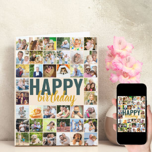 Big Photo Collage 40 Picture Personalised Birthday Card
