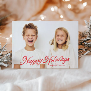 Big Photo Red Lettering Overlay Happy Holidays Holiday Card