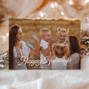 Big Photo White Lettering Overlay Happy Holidays Holiday Card