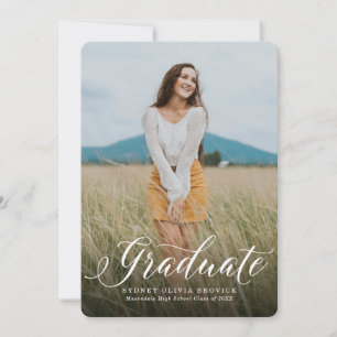 Big picture black and white graduation announcement