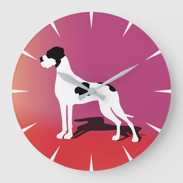 Big Piebald Great Dane Large Clock (Front)