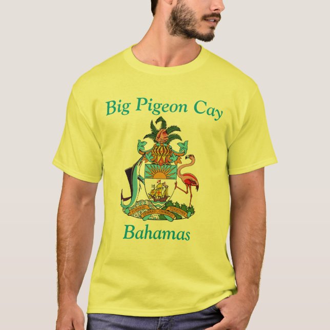 Big Pigeon Cay, Bahamas with Coat of Arms T-Shirt (Front)
