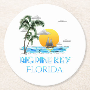 Big Pine Key Florida Keys Sailing Round Paper Coaster
