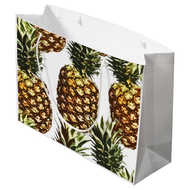 Big Pineapple Pattern (BGC transparent) Large Gift Bag (Back Angled)