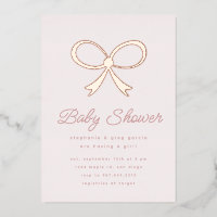 Big Pink Blush Bow Foil Invitation