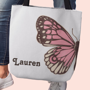 Big Pink Butterfly Tote Bag, Crossbody Bag