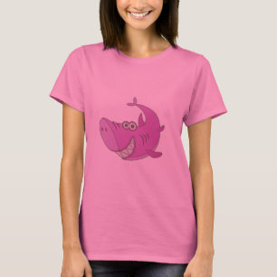 Big Pink Cartoon Shark T-Shirt