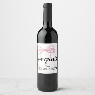 Big Pink Coquette Bow Ribbon Wine Label