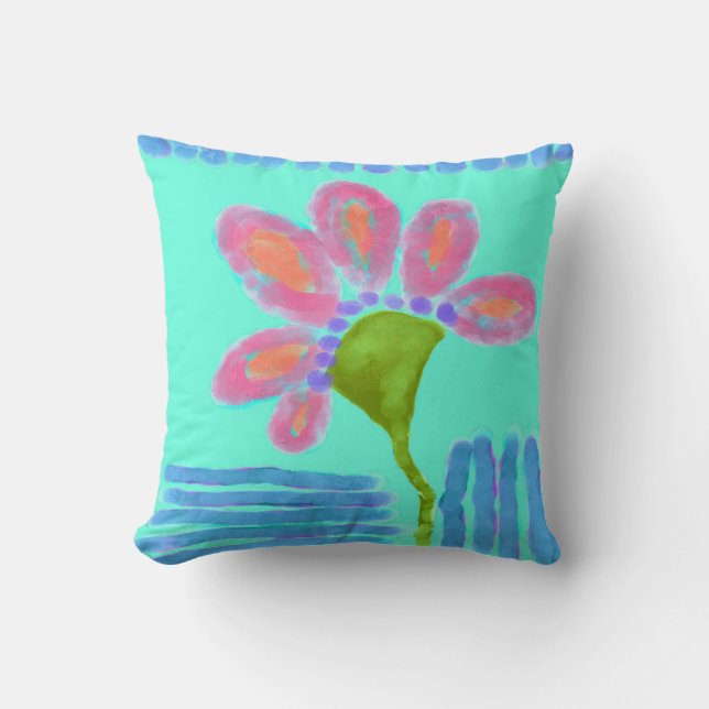 Big Pink Flower Abstract Art Decorative Cushion (Front)