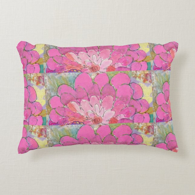 Big Pink Flower Decorative Cushion (Front)