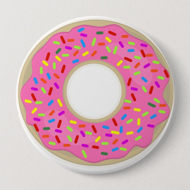 Big Pink Frosted Doughnut 10 Cm Round Badge (Front)