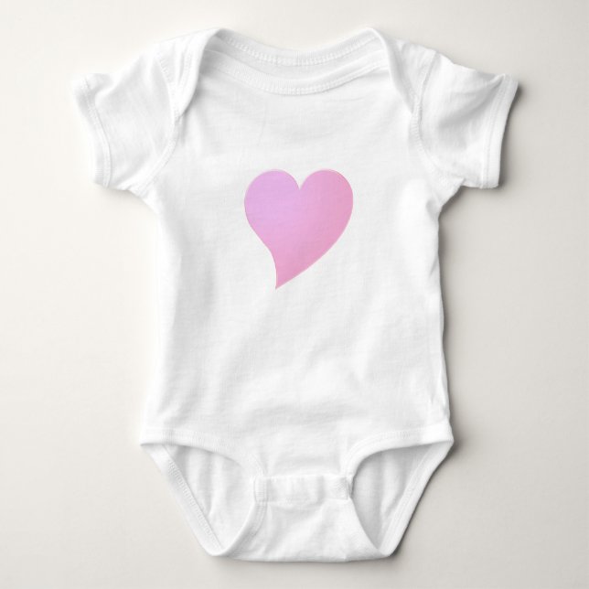 Big Pink Heart, Love, white Baby Bodysuit (Front)
