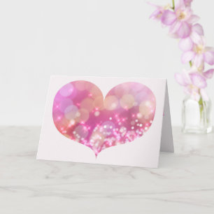 Big Pink Sparkling Heart   Birthday Greeting Card