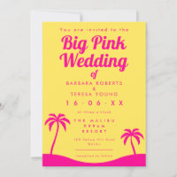 Big Pink Wedding Barbiecore Trendy Yellow Beach