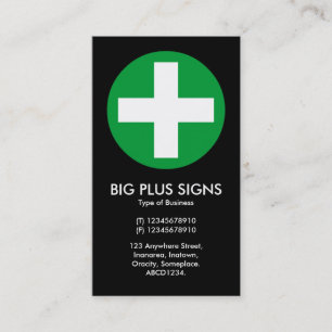 Big Plus Signs Green - Black Business Card