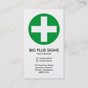 Big Plus Signs Green - White (Gold Card) Business Card