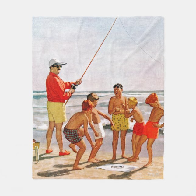 Big Pole Little Fish by Richard Sargent Fleece Blanket (Front)