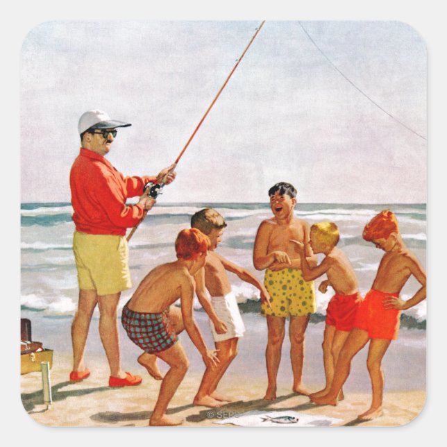 Big Pole Little Fish by Richard Sargent Square Sticker (Front)