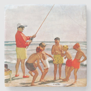 Big Pole Little Fish by Richard Sargent Stone Coaster