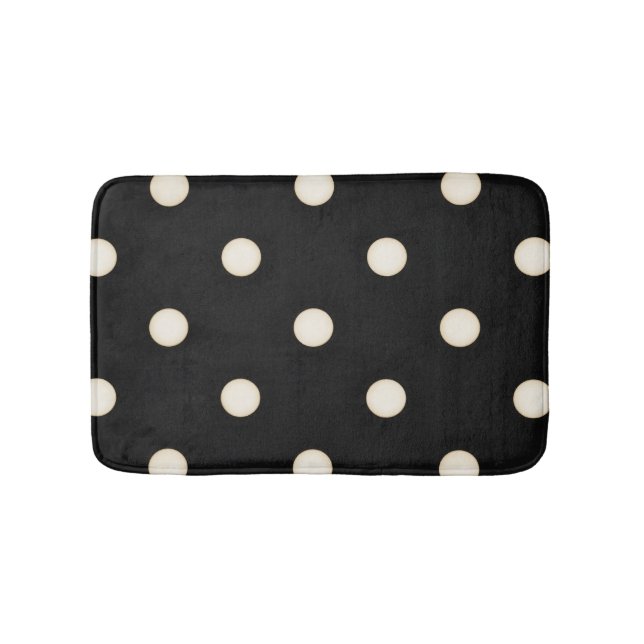 Big Polka Dots Antique White and Black Bath Mat (Front)