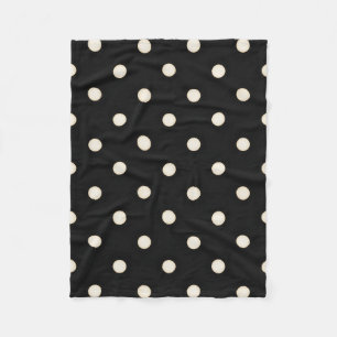Big Polka Dots Antique White and Black Fleece Blanket