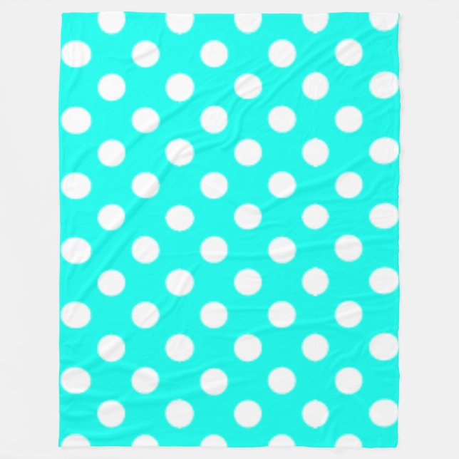 Big Polkadots Turquoise Blue Fleece Blanket (Front)