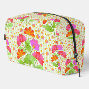 Big Pop Colour Flowers Pink and Orange Pale Green Dopp Kit