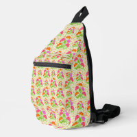 Big Pop Colour Flowers Pink and Orange Pale Green 