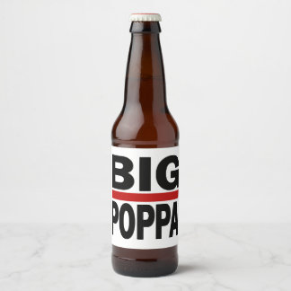 Big Poppa Hip Hop Dad Fathers Day Gift Beer Bottle Label